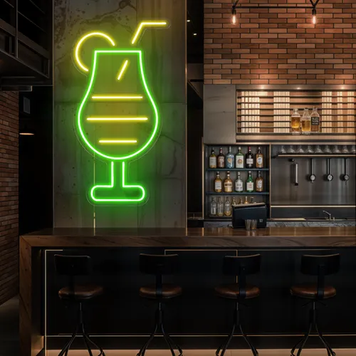 Sparkling Toast Glass Neon Sign - Webcam Covers Now
