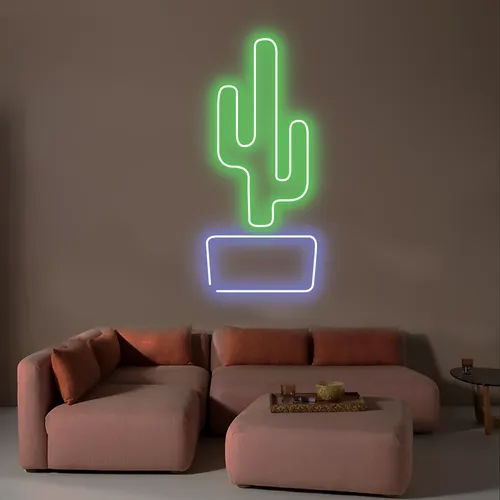 Cactus Vertical Neon Sign - Webcam Covers Now