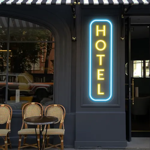 Hotel Vertical Neon Sign - Webcam Covers Now
