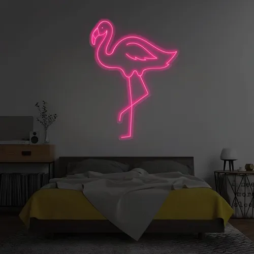 Single Flamingo Vertical Neon Sign - Webcam Covers Now