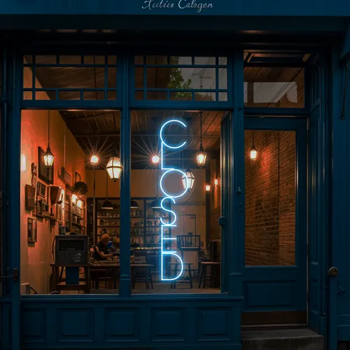 Closed Vertical Neon Sign - Webcam Covers Now