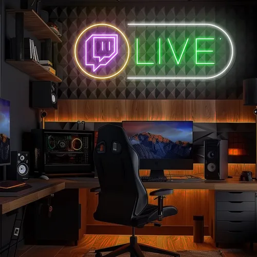 Twitch Live Streaming Neon Sign - Webcam Covers Now