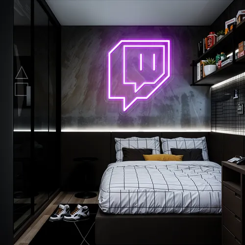 Twitch Icon Glow Neon Sign - Webcam Covers Now