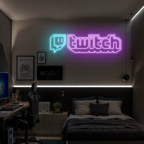 Twitch Streaming Setup Neon Sign - Webcam Covers Now