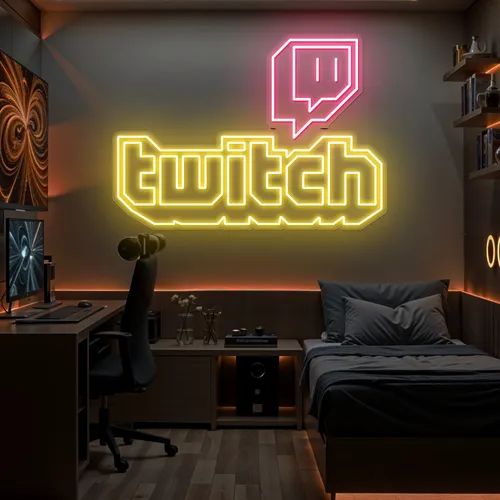Twitch Bold Glow Neon Sign - Webcam Covers Now