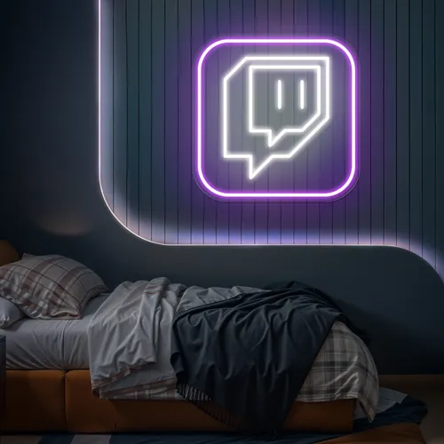 Twitch Logo Bedroom Neon Sign - Webcam Covers Now