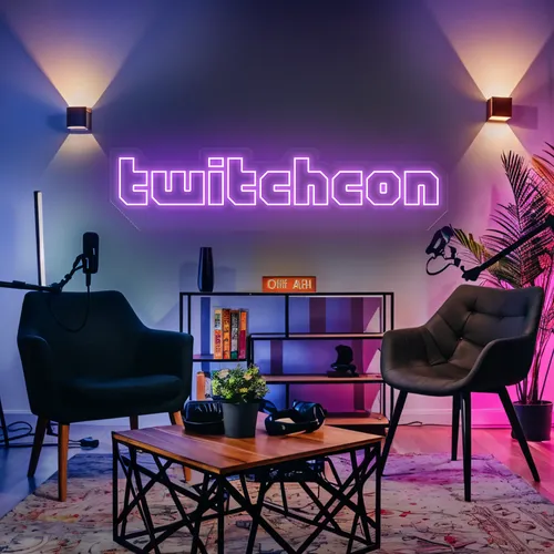 TwitchCon Gamer Lounge Neon Sign - Webcam Covers Now
