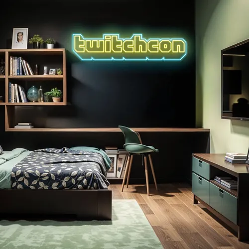 TwitchCon Bedroom Aesthetic Neon Sign - Webcam Covers Now