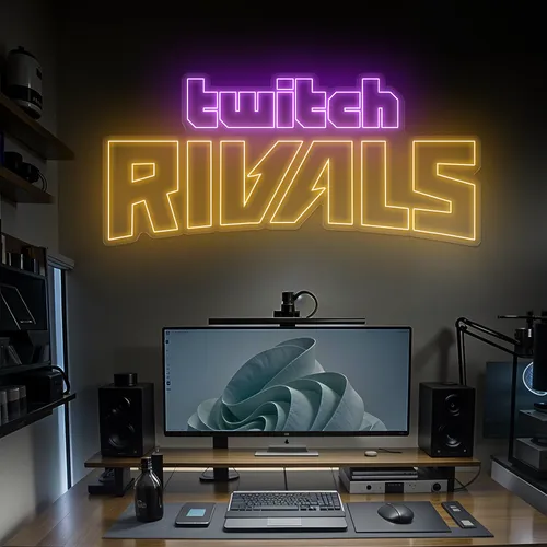Twitch Rivals Gaming Setup Neon Sign - Webcam Covers Now
