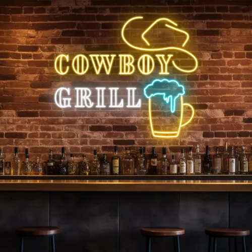 Cowboy Grill Neon Sign - Webcam Covers Now