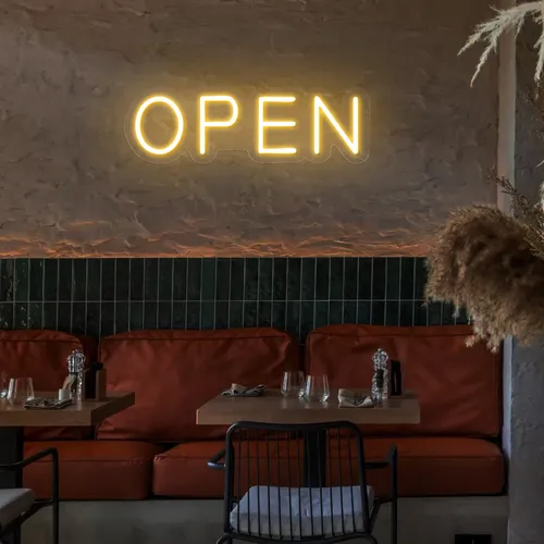 Open Block Neon Sign - Webcam Covers Now