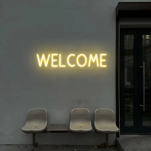 Welcome Block Neon Sign - Webcam Covers Now