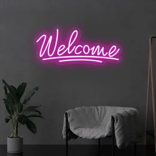 Welcome Underline Neon Sign - Webcam Covers Now