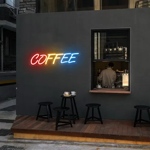 Multicolor COFFEE Neon Sign - Webcam Covers Now