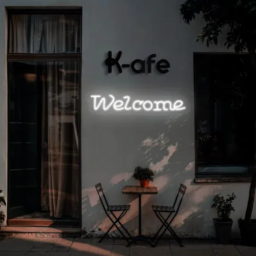 Welcome Script Neon Sign - Webcam Covers Now