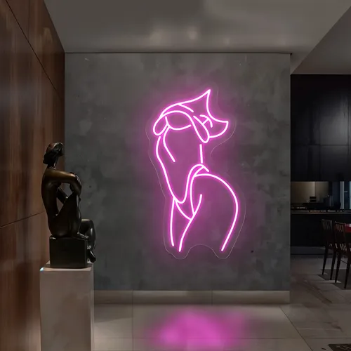 Body Outline Side Pose Neon Sign - Webcam Covers Now