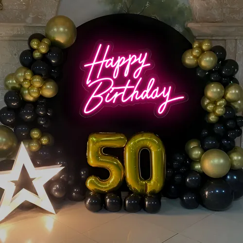 Happy Birthday Neon Sign - Webcam Covers Now