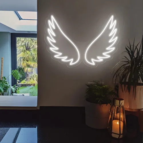 Angel Wings Neon Sign - Webcam Covers Now