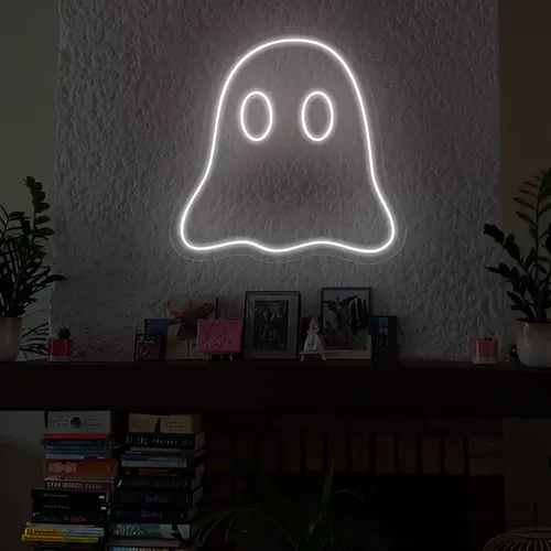Mini Ghost Neon Sign - Webcam Covers Now