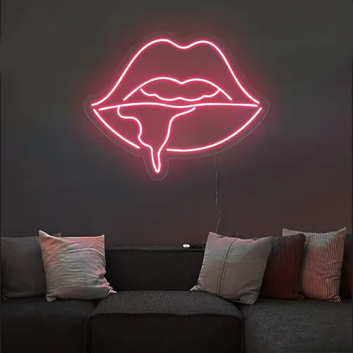 Dripping Lips Neon Sign - Webcam Covers Now