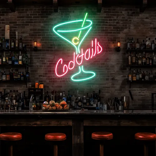 Cocktails Neon Sign - Webcam Covers Now