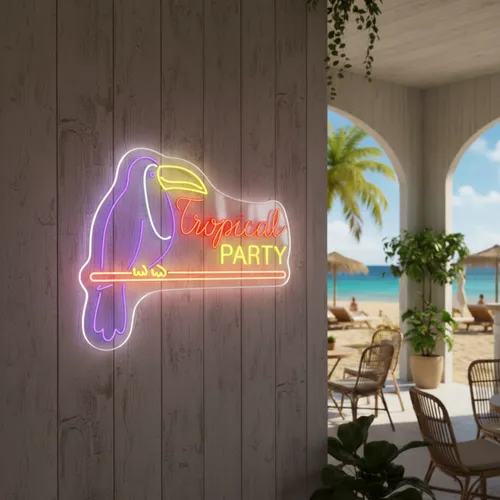 Tropical Party Neon Sign - Webcam Covers Now
