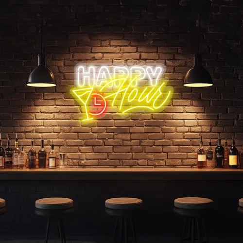 Custom Happy Hour Neon Signs - Webcam Covers Now