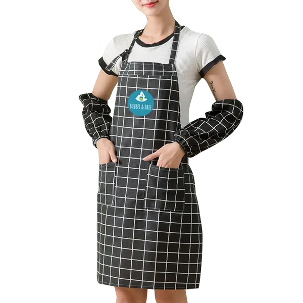 Cotton Linen Plaid Apron Set - Webcam Covers Now