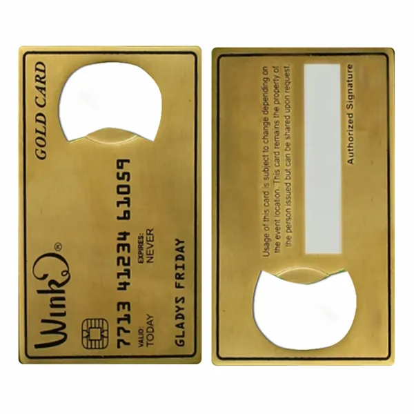 Gold Card Shaped Bottle Opener - Webcam Covers Now