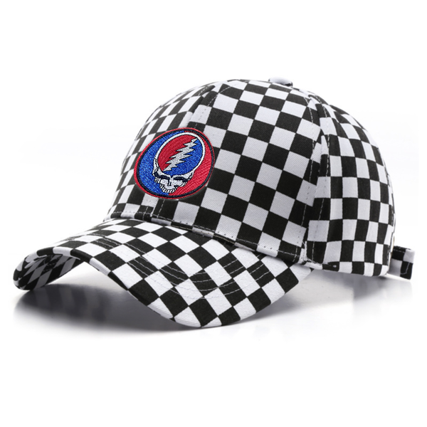 Two Tone Checkered Cotton Cap - Webcam Covers Now