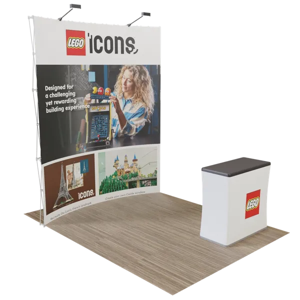 Custom Curved Pop Up Trade Show Display Stand 8' x 8' - Webcam Covers Now
