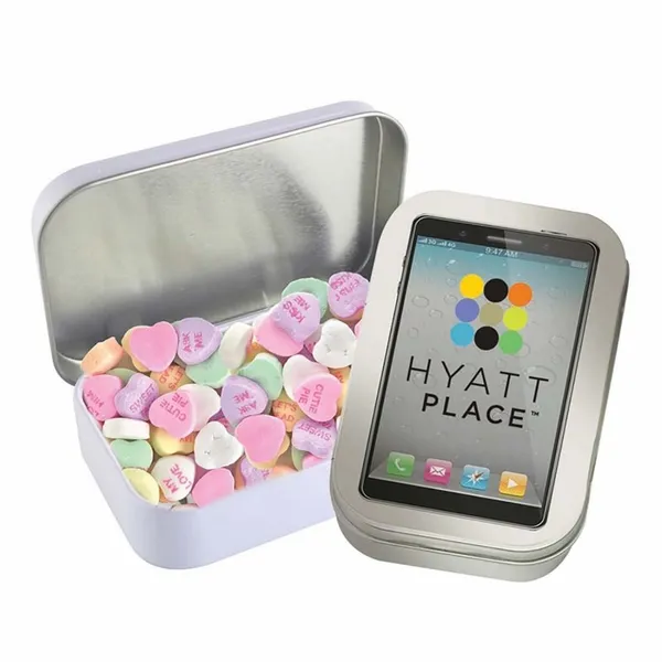 Rectangular Tin - Imprinted Conversation Hearts - Webcam Covers Now