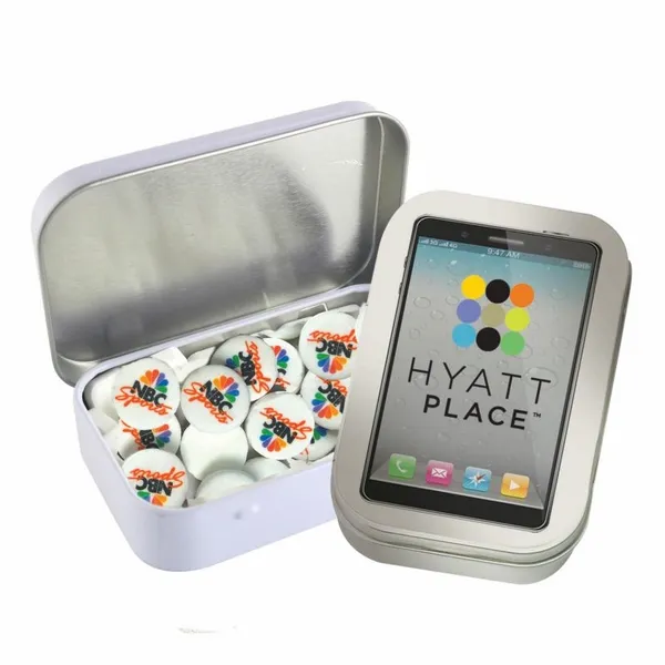 Rectangular Tin - Imprinted Round Mints - Webcam Covers Now