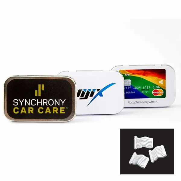 Rectangular Tin with American Flag Shaped Mints - Webcam Covers Now
