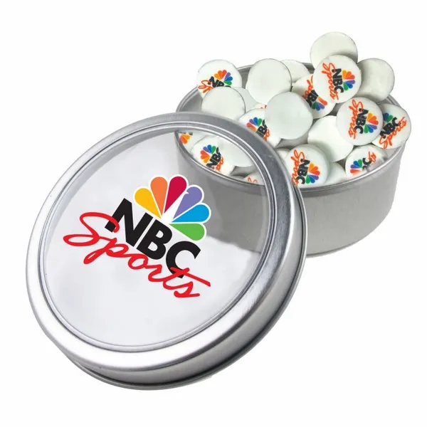 Large Top View Tin - Imprinted Round Mints - Webcam Covers Now