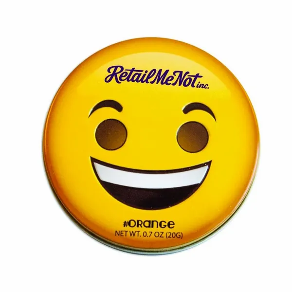 Smiley Face Emojy Tin with Orange Mints - Webcam Covers Now