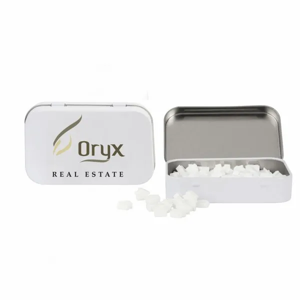 Rectangular Tin with House Shaped Mints - Webcam Covers Now