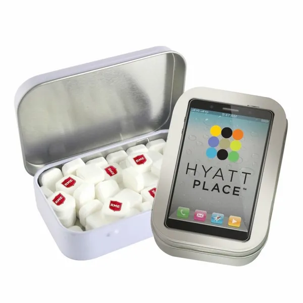 Rectangular Tin with Imprinted Square Mints - Webcam Covers Now