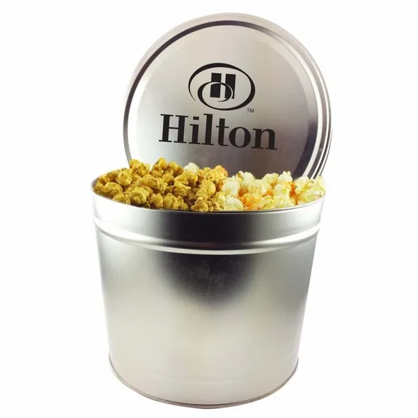 Two Gallon Popcorn Tin - Trio Popcorn - Webcam Covers Now