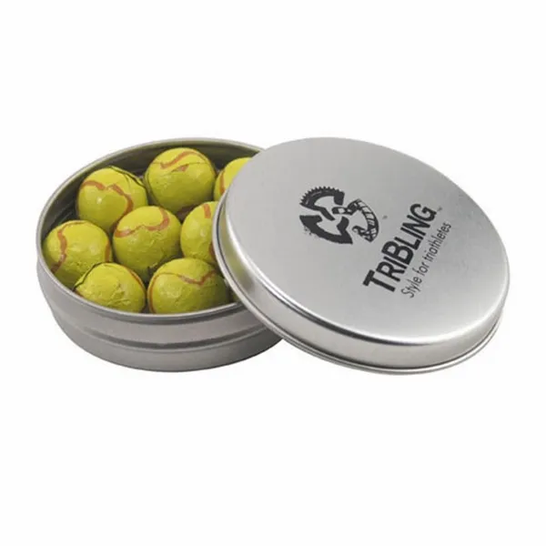 Round Tin with Chocolate Tennis Balls - SBF2900 - Webcam Covers Now