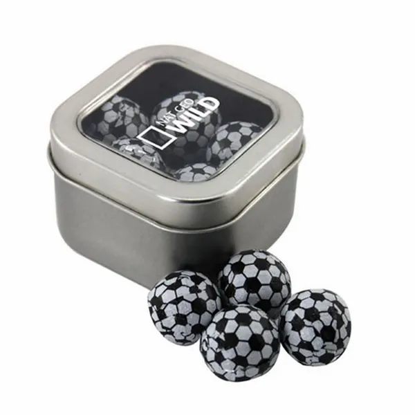 Window Tin with Chocolate Soccer Balls - SBF2500 - Webcam Covers Now