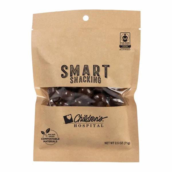 FairTrade Dark Chocolate Almonds in Compostable Kraft Pouch - Webcam Covers Now