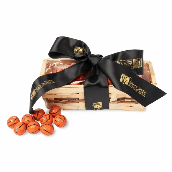 Gift Basket with Chocolate Basketballs - Webcam Covers Now