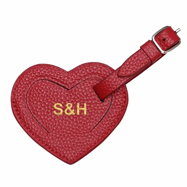 Lychee Grain Heart-Shaped Luggage Tag