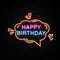 Happy Birthday in Bubble Thought Neon Sign - Webcam Covers Now