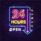 24 Hours Open Neon Sign - Webcam Covers Now