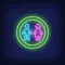 Boy & Girl Silhouettes Circle Neon Sign - Webcam Covers Now