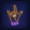 Rock Gesture Neon Sign - Webcam Covers Now
