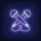 Crossed Microphone Neon Sign - Webcam Covers Now