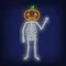 Skeleton with Pumpkin Head Neon Sign - Webcam Covers Now